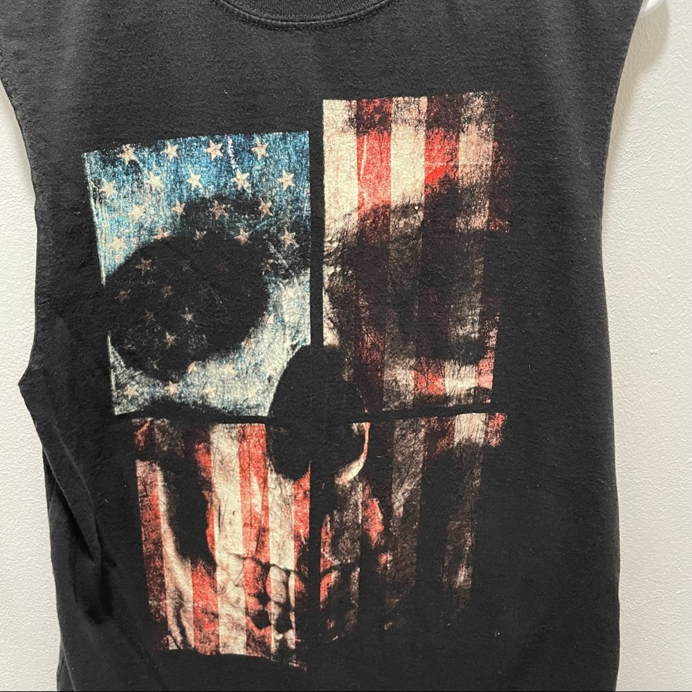 Faded Glory Patriotic Skeleton Tank Black Size S - Picture 2 of 4